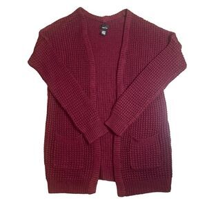 Rue 21  Sweatee Women’s Size M Open Knit Cardigan Burgundy w/ Pockets​